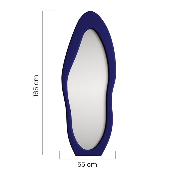 Specchio irregolare da terra o parete blu 55x165 cm con cornice in velluto - Kiwi