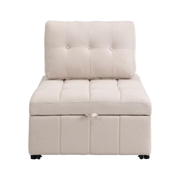Poltrona letto singolo moderna in tessuto beige - Orleans