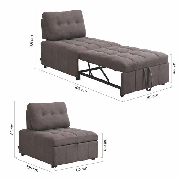 Poltrona letto singolo salvaspazio in tessuto marrone - Orleans