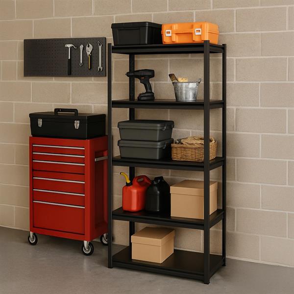Scaffale in metallo nero 5 ripiani 91x41x183 cm – 175 kg
