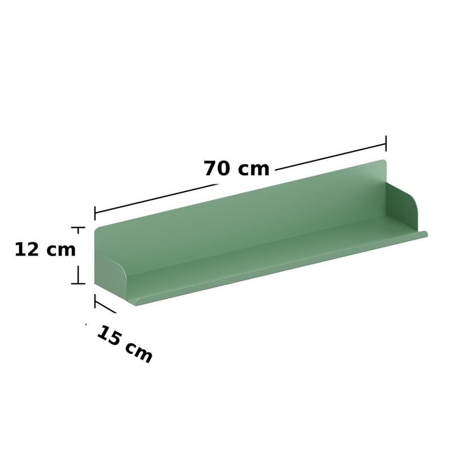 Mensola da parete in metallo 70x15x12cm verde salvia - Pop