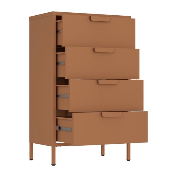 Cassettiera in metallo 4 cassetti 60x38x101 cm mattone - Pop