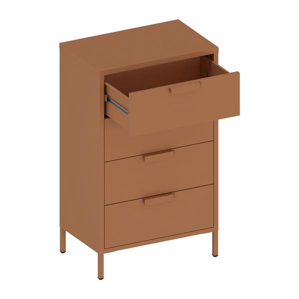 Cassettiera in metallo 4 cassetti 60x38x101 cm mattone - Pop