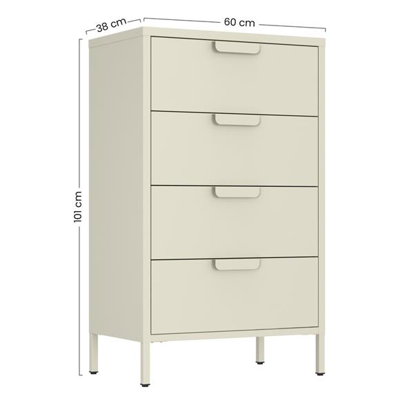 Cassettiera ufficio in metallo 4 cassetti 60x38x101 cm avorio - Pop
