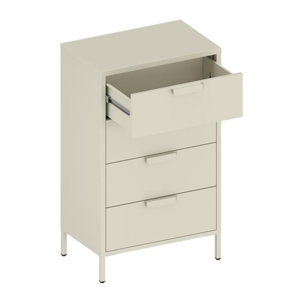 Cassettiera ufficio in metallo 4 cassetti 60x38x101 cm avorio - Pop