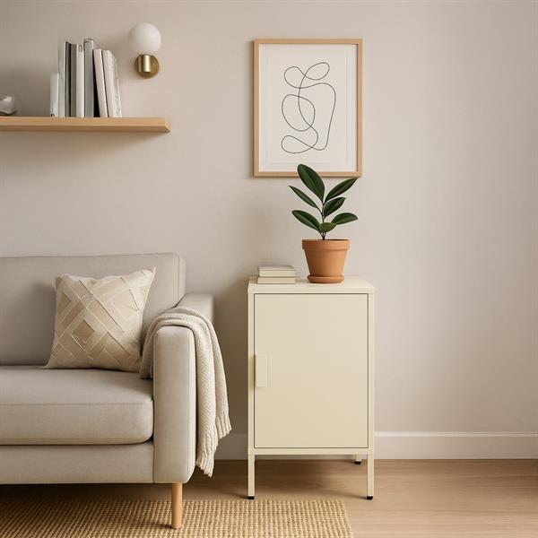 Armadietto basso in metallo 1 anta 35x46x72cm avorio - Pop