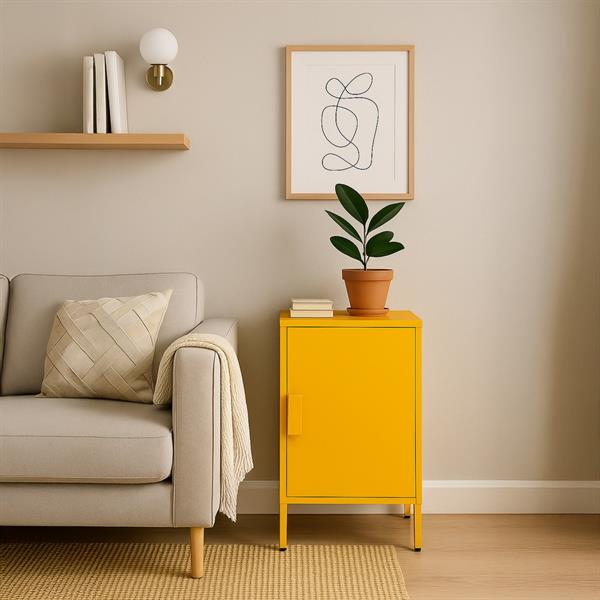 Armadietto basso in metallo 1 anta 35x46x72cm senape - Pop