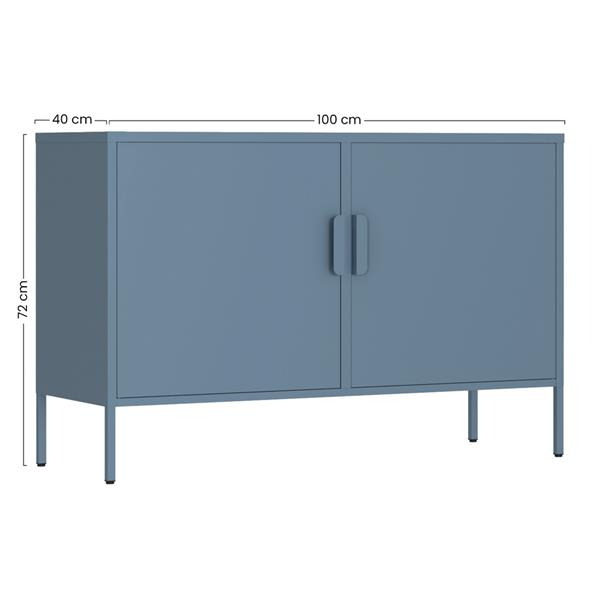 Credenza bassa in metallo 2 ante 100x40x72cm blu - Pop