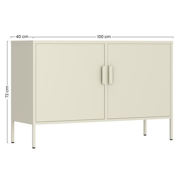 Credenza in metallo 2 ante 100x40x72cm avorio - Pop