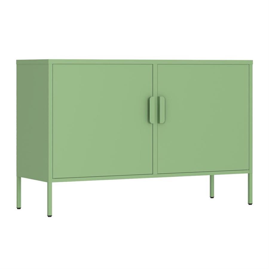 Credenza in metallo 2 ante 100x40x72cm verde salvia - Pop