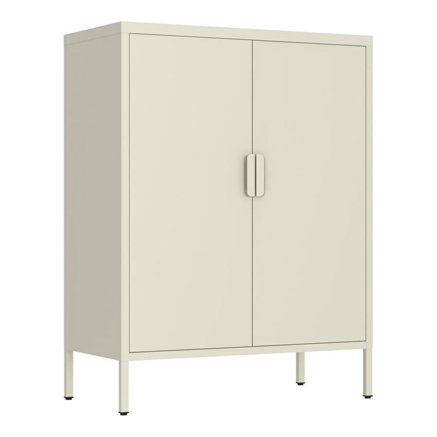 Credenza alta in metallo 2 ante 80x38x100h cm avorio - Pop