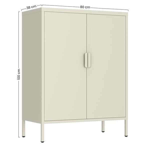 Credenza alta in metallo 2 ante 80x38x100h cm avorio - Pop