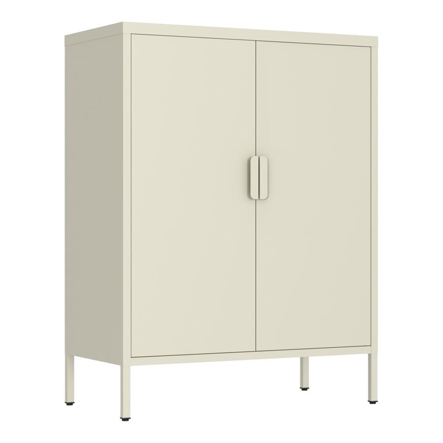 Credenza alta in metallo 2 ante 80x38x100h cm avorio - Pop