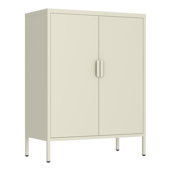 Credenza alta in metallo 2 ante 80x38x100h cm avorio - Pop