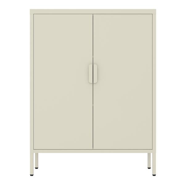 Credenza alta in metallo 2 ante 80x38x100h cm avorio - Pop
