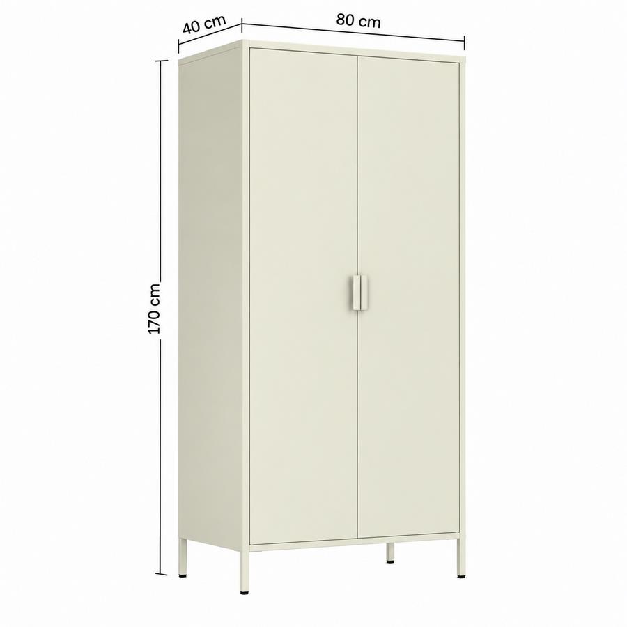 Armadio in metallo 2 ante 80x40x170h cm avorio - Pop