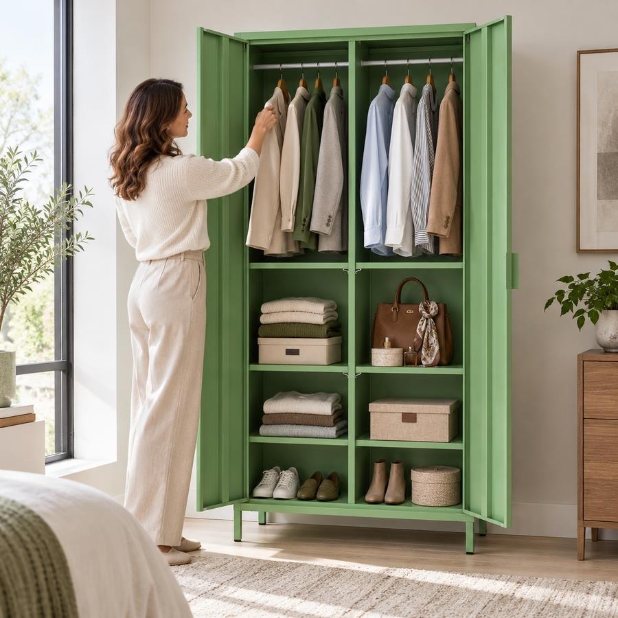 Armadio in metallo 2 ante 80x40x170h cm verde salvia - Pop