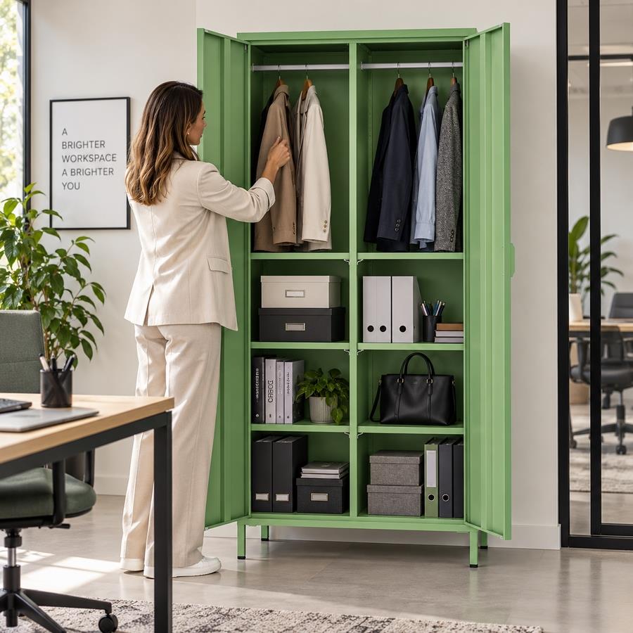 Armadio in metallo 2 ante 80x40x170h cm verde salvia - Pop