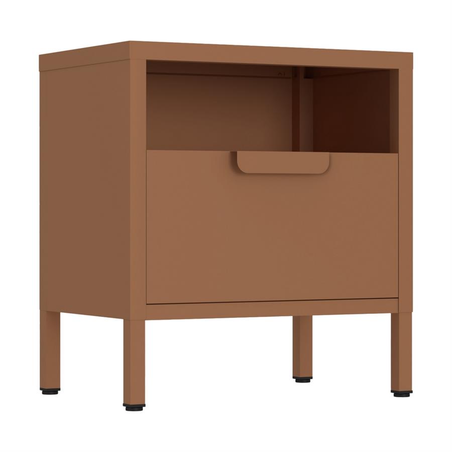 Comodino in metallo con cassetto 45x30x50cm mattone - Pop