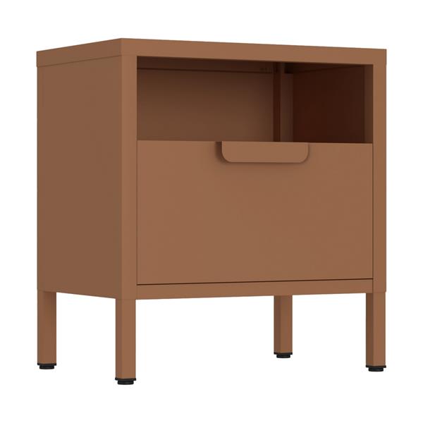 Comodino in metallo con cassetto 45x30x50cm mattone - Pop