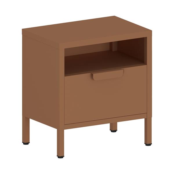 Comodino in metallo con cassetto 45x30x50cm mattone - Pop