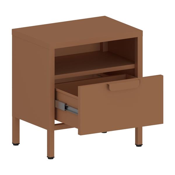 Comodino in metallo con cassetto 45x30x50cm mattone - Pop