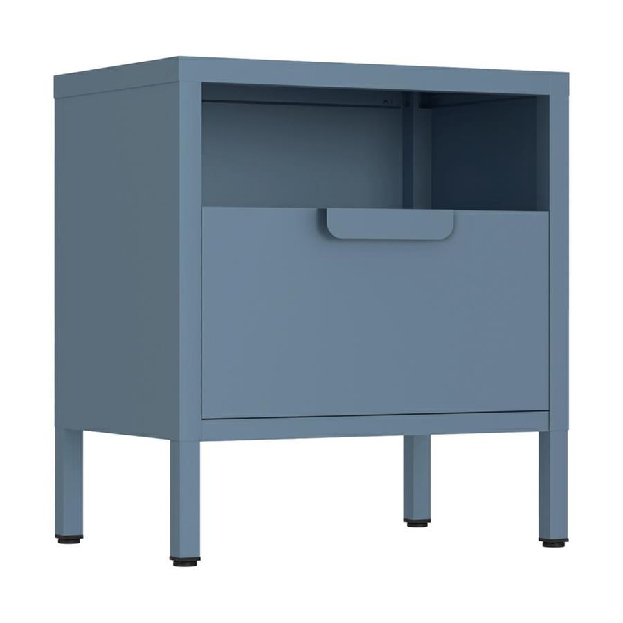Comodino in metallo con cassetto 45x30x50cm blu - Pop