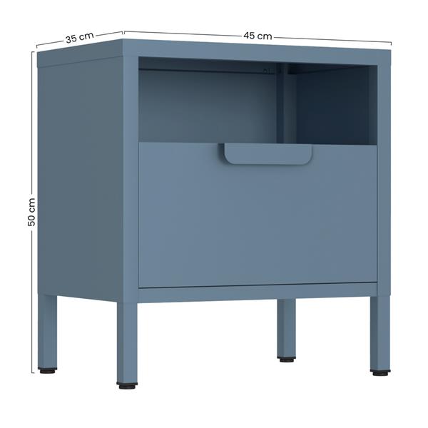 Comodino in metallo con cassetto 45x30x50cm blu - Pop