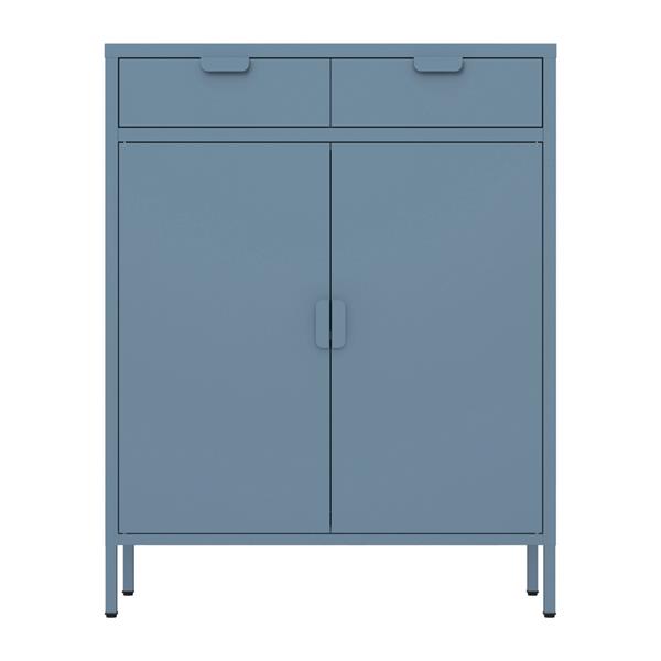 Credenza metallo 2 ante e 2 cassetti 80x38x110cm blu - Pop