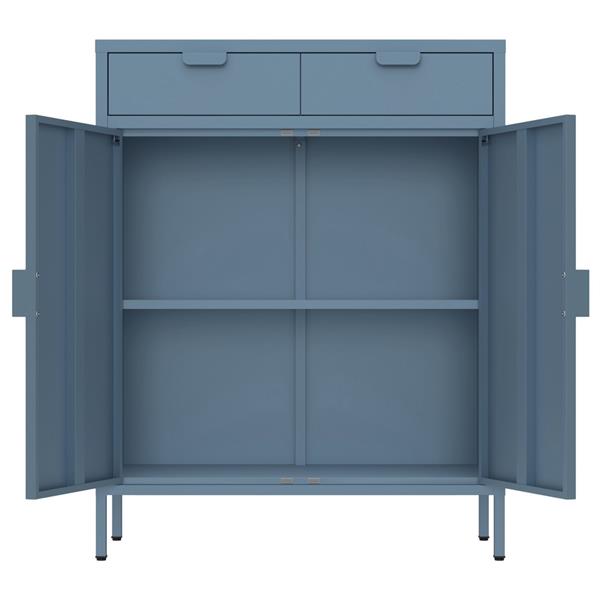 Credenza metallo 2 ante e 2 cassetti 80x38x110cm blu - Pop