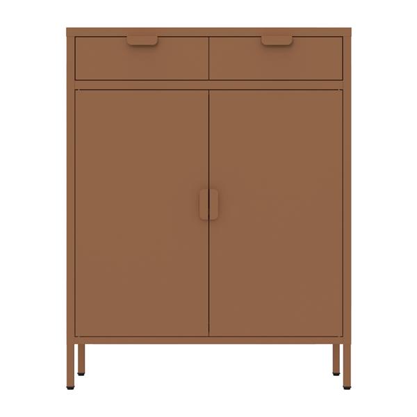 Credenza metallo 2 ante e 2 cassetti 80x38x110cm mattone - Pop