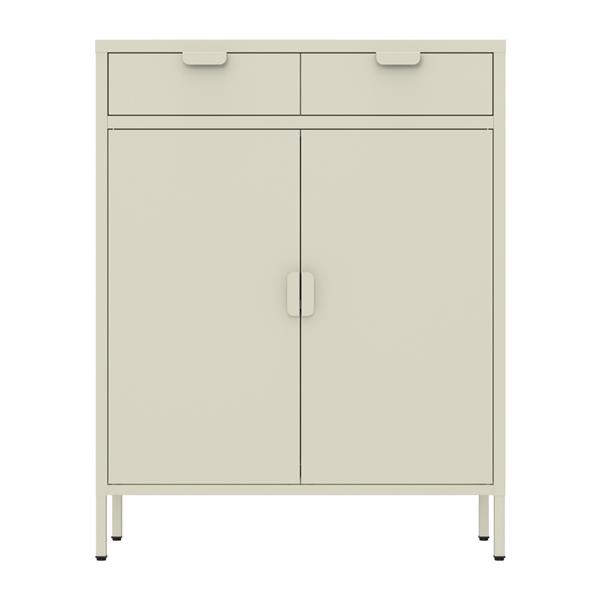 Credenza metallo 2 ante e 2 cassetti 80x38x110cm avorio - Pop