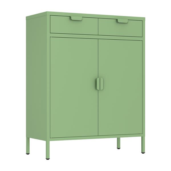 Credenza metallo 2 ante e 2 cassetti 80x38x110cm verde salvia - Pop