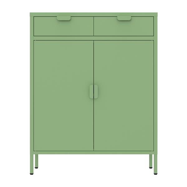 Credenza metallo 2 ante e 2 cassetti 80x38x110cm verde salvia - Pop