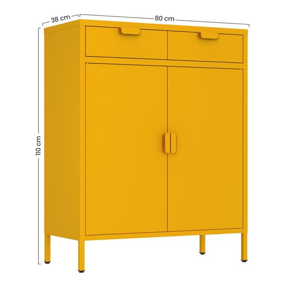 Credenza metallo 2 ante e 2 cassetti 80x38x110cm senape - Pop