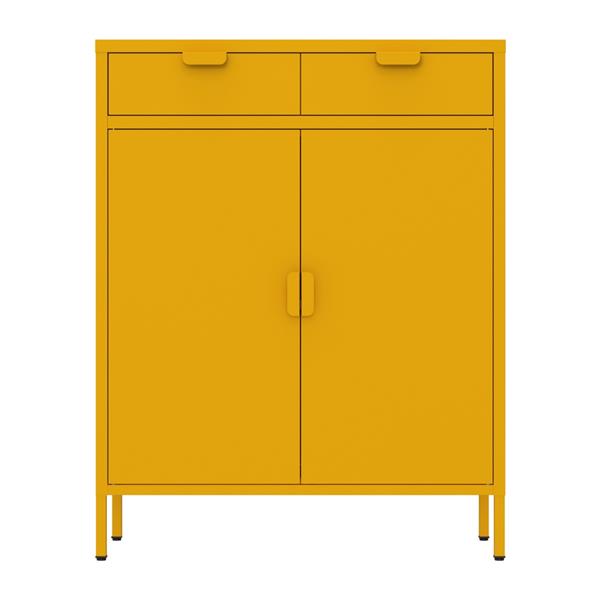 Credenza metallo 2 ante e 2 cassetti 80x38x110cm senape - Pop