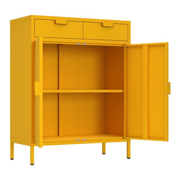 Credenza metallo 2 ante e 2 cassetti 80x38x110cm senape - Pop