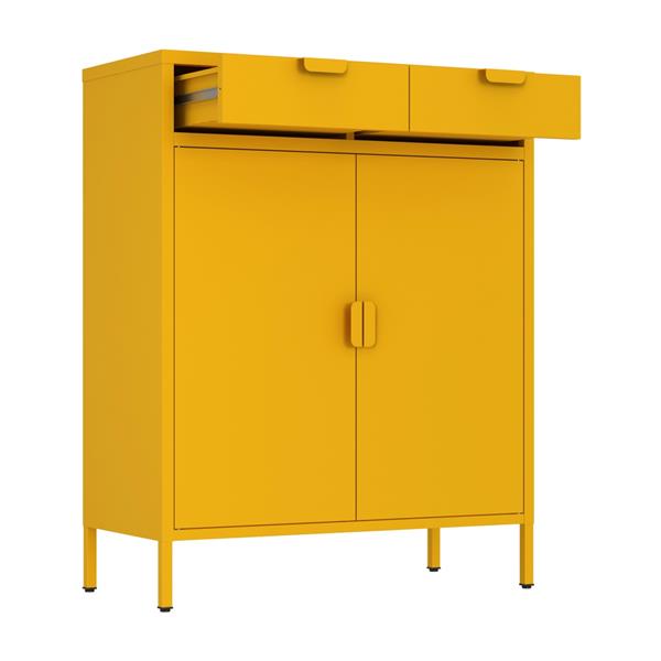 Credenza metallo 2 ante e 2 cassetti 80x38x110cm senape - Pop