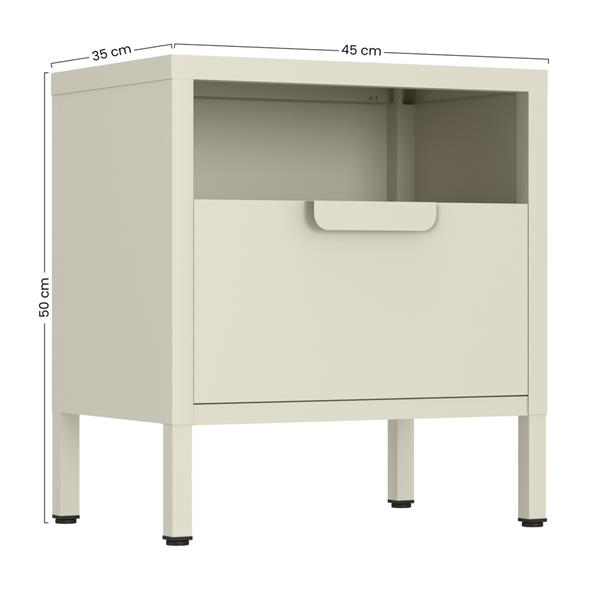 Comodino in metallo con cassetto 45x30x50cm avorio - Pop