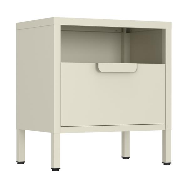 Comodino in metallo con cassetto 45x30x50cm avorio - Pop