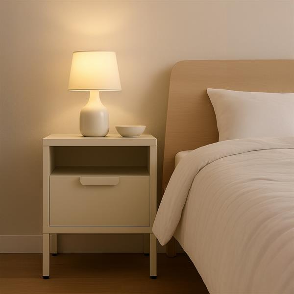 Comodino in metallo con cassetto 45x30x50cm avorio - Pop