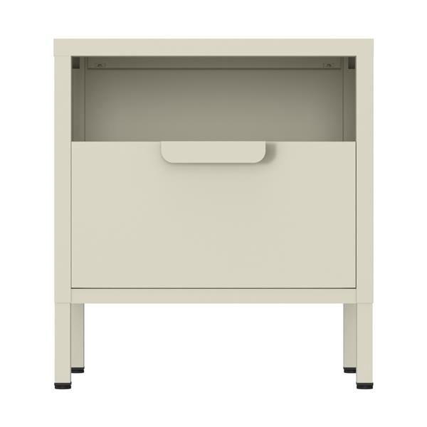 Comodino in metallo con cassetto 45x30x50cm avorio - Pop