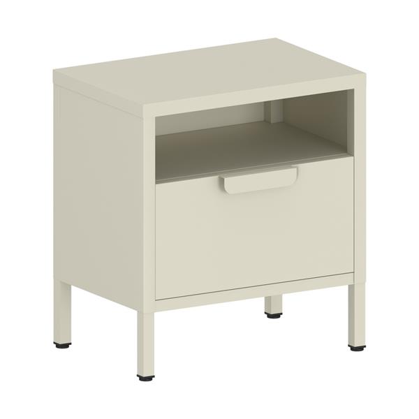 Comodino in metallo con cassetto 45x30x50cm avorio - Pop