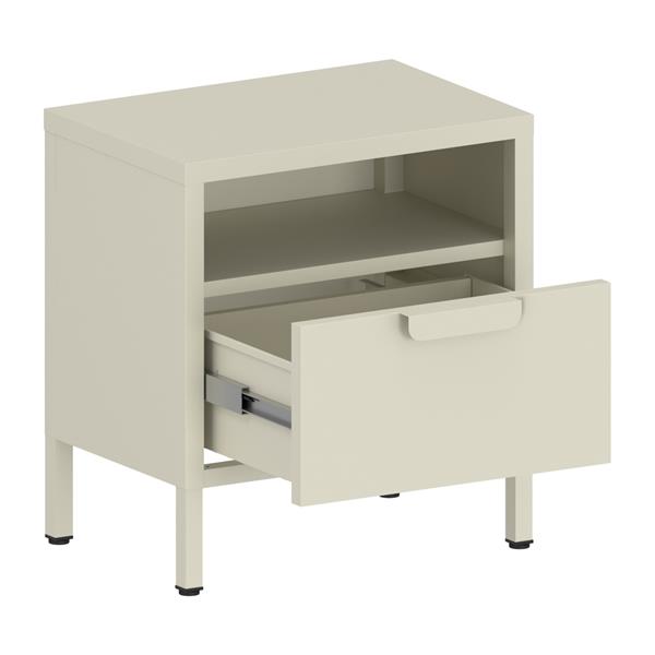Comodino in metallo con cassetto 45x30x50cm avorio - Pop
