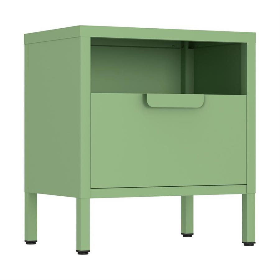 Comodino in metallo con cassetto 45x30x50cm verde salvia - Pop