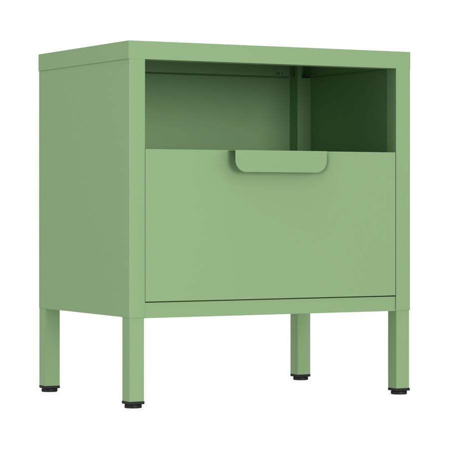 Comodino in metallo con cassetto 45x30x50cm verde salvia - Pop