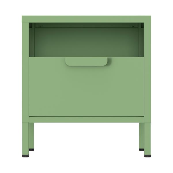 Comodino in metallo con cassetto 45x30x50cm verde salvia - Pop