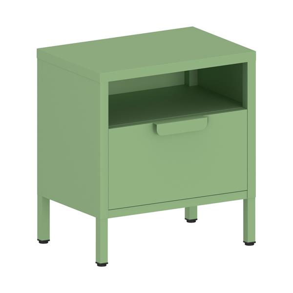 Comodino in metallo con cassetto 45x30x50cm verde salvia - Pop