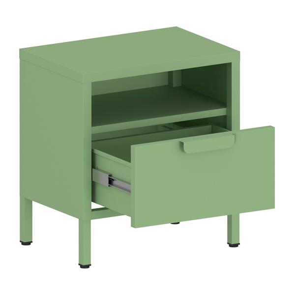 Comodino in metallo con cassetto 45x30x50cm verde salvia - Pop