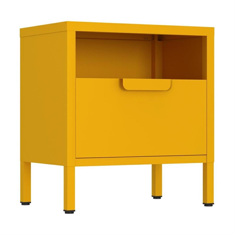 Comodino in metallo con cassetto 45x30x50cm senape - Pop
